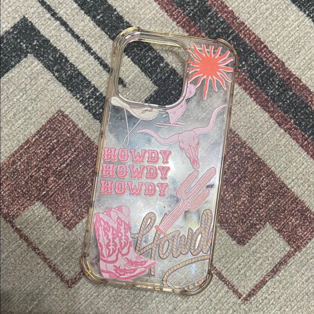 iPhone 16 Pro phone case Clear Western Themed with Pink Howdy Accents